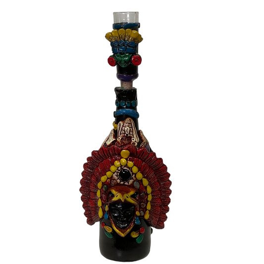16" Aztec Eagle Head Bottle and Shot Glass 2pc Set