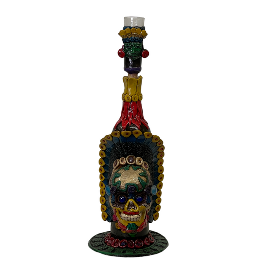 18" Aztec Skull Bottle and Shot Glass 2pc Set