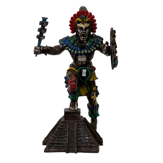 18" Aztec Pyramid Warrior Sculpture